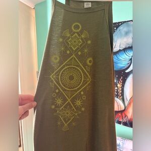Olive Green Geometric Print Dress